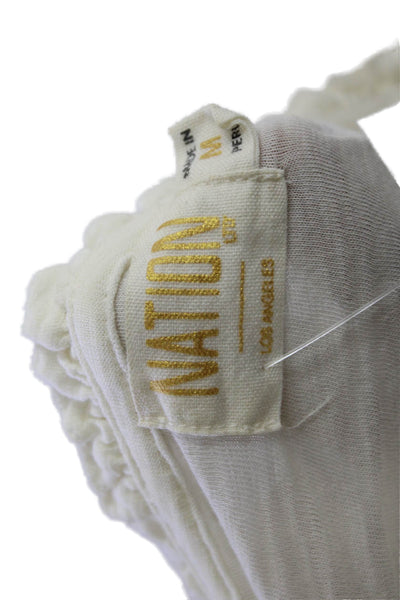 Nation LTD Womens Long Sleeve Scoop Neck Tee Shirt White Cotton Size Medium
