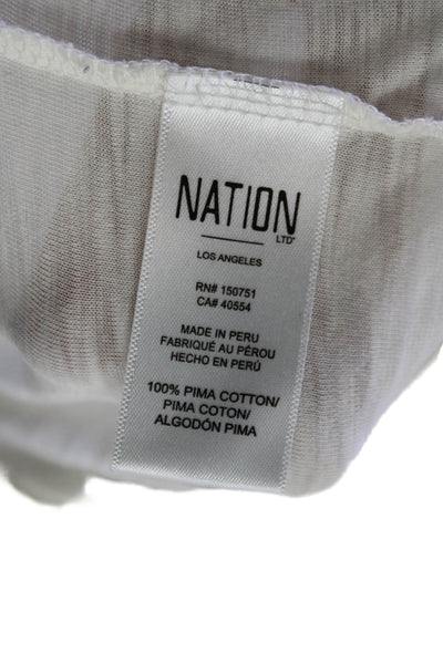 Nation LTD Womens Long Sleeve Scoop Neck Tee Shirt White Cotton Size Medium