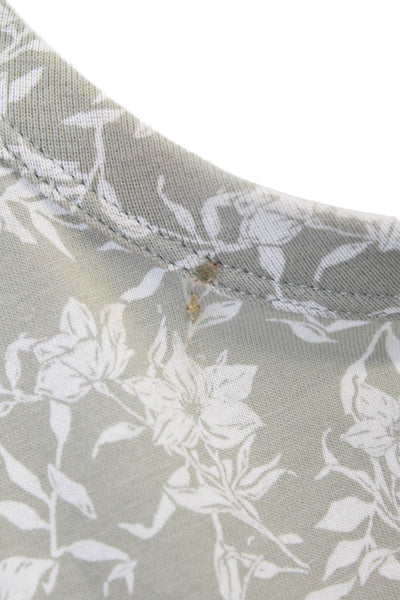 Rag & Bone Womens Short Sleeve Crew Neck Floral Tee Shirt Green White Size Small