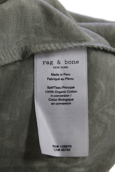Rag & Bone Womens Short Sleeve Crew Neck Floral Tee Shirt Green White Size Small