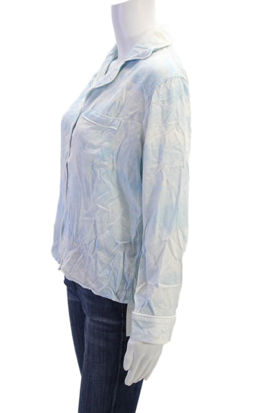 Rails Womens Button Front Long Sleeve Collared Pocket Shirt Blue White Size XS