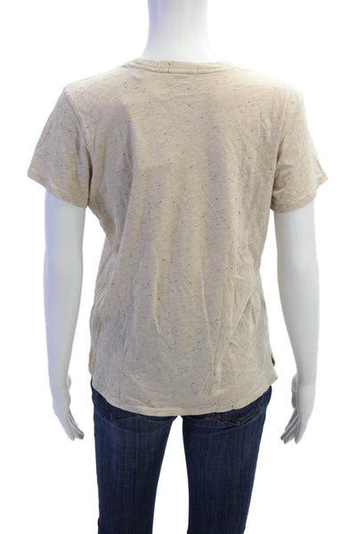 ATM Womens Short Sleeve Crew Neck Speckled Tee Shirt Brown Cotton Size Medium
