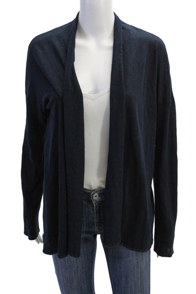 Calypso Saint Barth Womens Long Sleeve Open Front Cardigan Sweater Navy Small