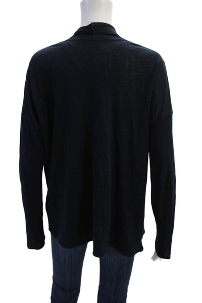 Calypso Saint Barth Womens Long Sleeve Open Front Cardigan Sweater Navy Small