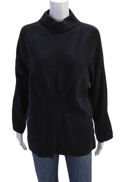 Calypso Saint Barth Womens Long Sleeve Open Front Cardigan Sweater Navy Small