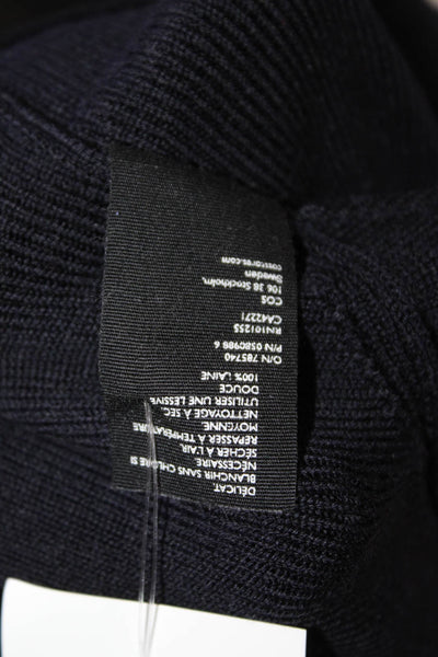 COS Womens Long Sleeves Turtleneck Sweater Navy Blue Wool Size Extra Small