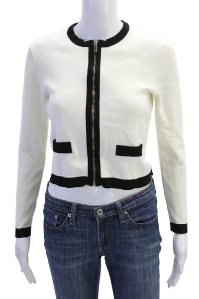 Zara Knit Womens Button Down Cardigan Sweater White Black Size Small