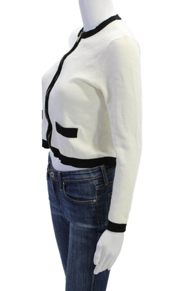 Zara Knit Womens Button Down Cardigan Sweater White Black Size Small