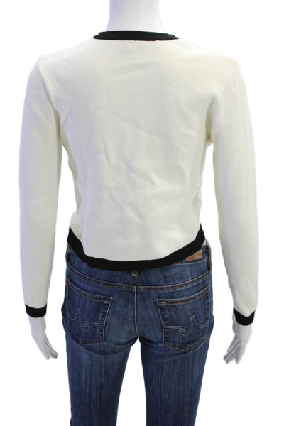 Zara Knit Womens Button Down Cardigan Sweater White Black Size Small