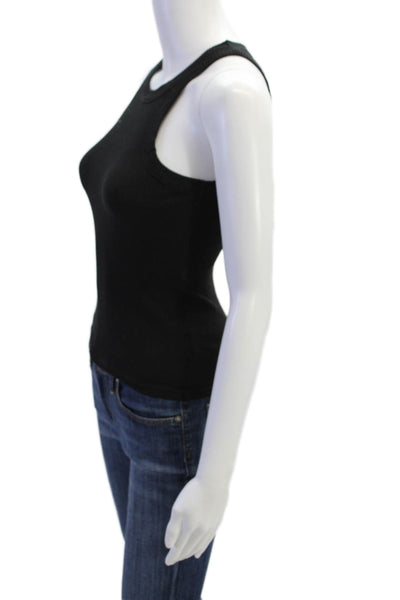 Wesley Womens Ribbed Sleeveless Pullover Tank Top Black Size Small