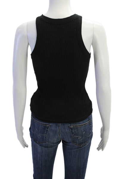 Wesley Womens Ribbed Sleeveless Pullover Tank Top Black Size Small