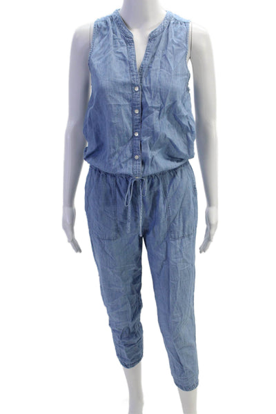 Soft Joie Womens Chambray Button Down Jumpsuit Blue Cotton Size Extra Small