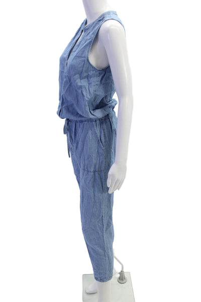 Soft Joie Womens Chambray Button Down Jumpsuit Blue Cotton Size Extra Small