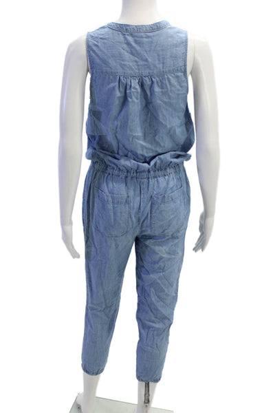 Soft Joie Womens Chambray Button Down Jumpsuit Blue Cotton Size Extra Small