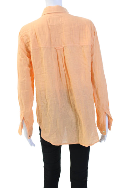 Rails Womens Button Front Long Sleeve Collared Shirt Orange Cotton Size Small