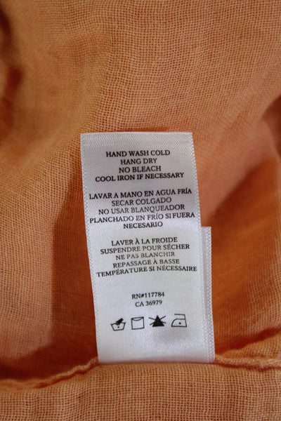 Rails Womens Button Front Long Sleeve Collared Shirt Orange Cotton Size Small