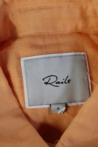 Rails Womens Button Front Long Sleeve Collared Shirt Orange Cotton Size Small