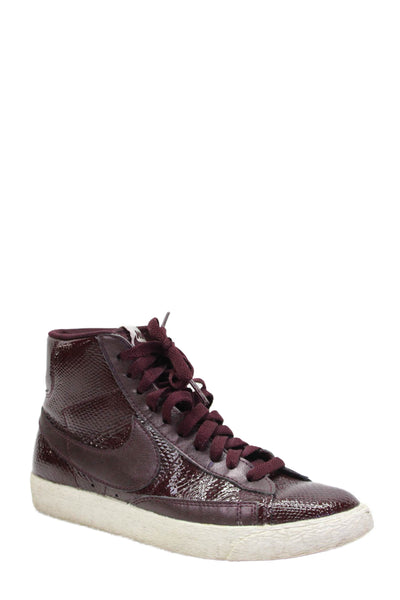 Nike Womens Leather Snakeskin Print Blazer Mid Sneakers Wine Purple Size 7