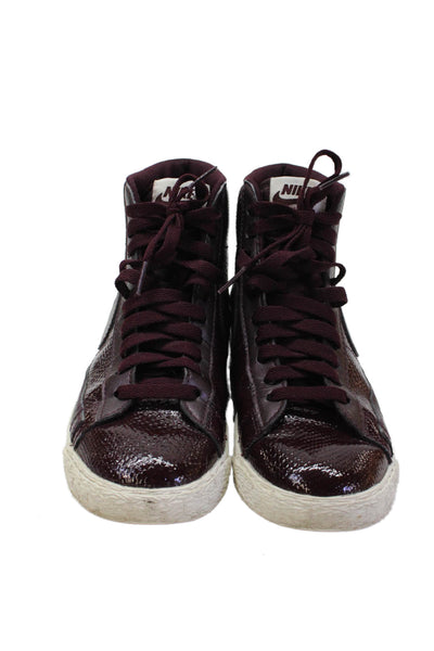 Nike Womens Leather Snakeskin Print Blazer Mid Sneakers Wine Purple Size 7