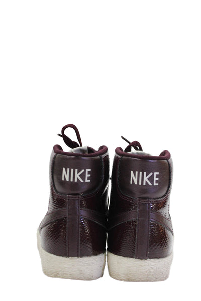 Nike Womens Leather Snakeskin Print Blazer Mid Sneakers Wine Purple Size 7