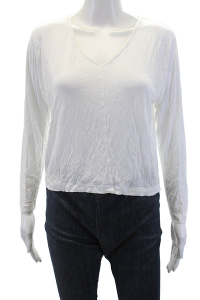 Vince Womens V-Neck Stretch Blouse White Size S
