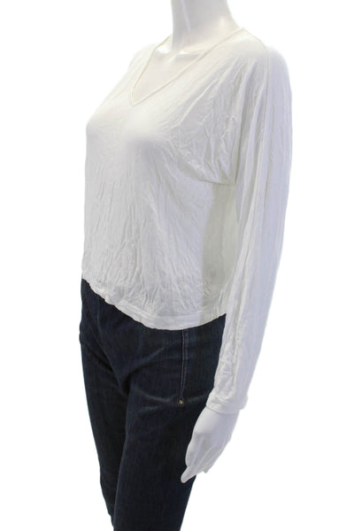 Vince Womens V-Neck Stretch Blouse White Size S