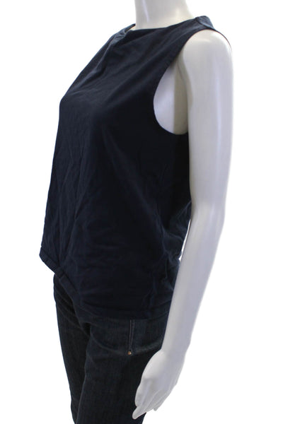 J Crew Womens Cotton Sleeveless Boat Neck Casual Top Dark Blue Size S