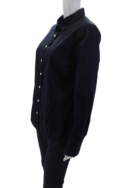 J Crew Womens Cotton Collared Long Sleeve Button Down Shirt Blue Size M