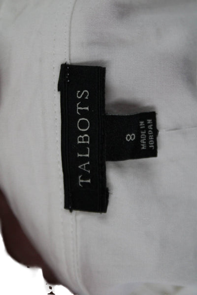 Talbots Womens Cotton Collared Pleated Detail Sleeveless Blouse White Size 8