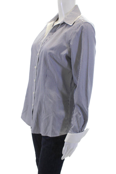 Brooks Brothers Womens Cotton Layered Collared Striped Blouse Blue Size 8