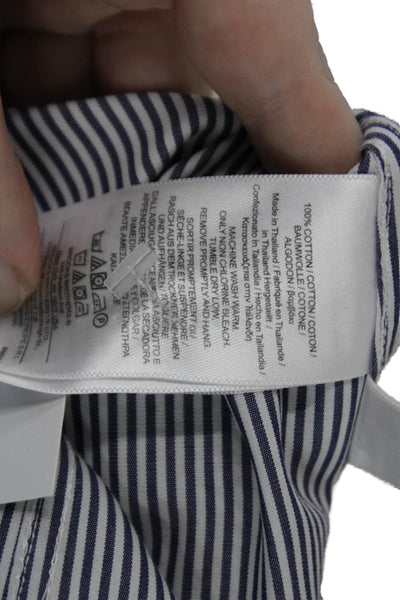 Brooks Brothers Womens Cotton Layered Collared Striped Blouse Blue Size 8