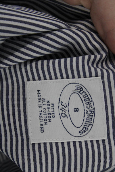 Brooks Brothers Womens Cotton Layered Collared Striped Blouse Blue Size 8