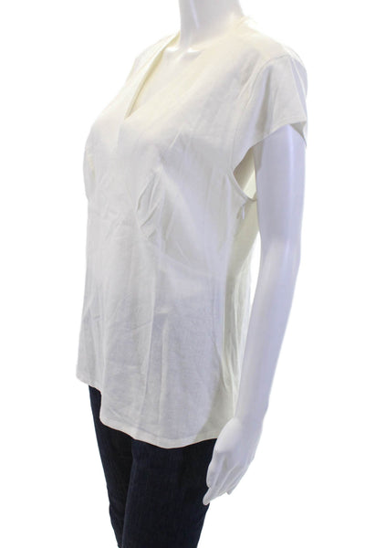 Universal Standard X J Crew Womens Linen Cap Sleeve Blouse White Size M