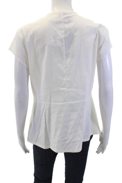 Universal Standard X J Crew Womens Linen Cap Sleeve Blouse White Size M