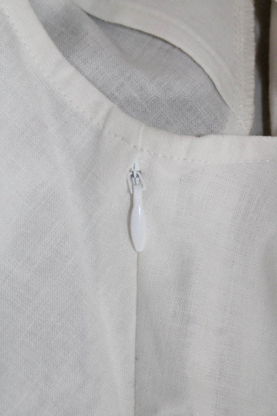 Universal Standard X J Crew Womens Linen Cap Sleeve Blouse White Size M
