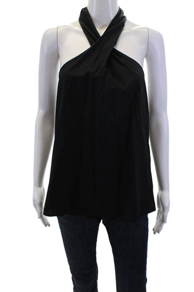 J Crew Womens Cotton Sleeveless Twisted Detail Halter Top Black Size S