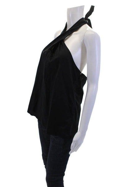 J Crew Womens Cotton Sleeveless Twisted Detail Halter Top Black Size S