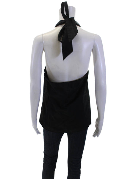J Crew Womens Cotton Sleeveless Twisted Detail Halter Top Black Size S
