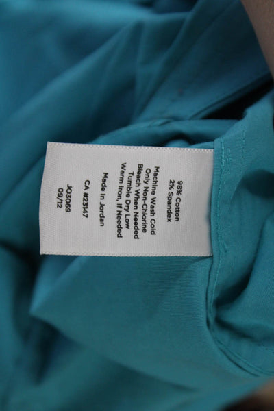 Talbots Womens Cotton Sleeveless Pleated Detail Collared Blouse Blue Size 8