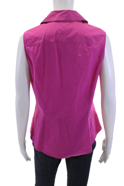 Talbots Womens Cotton Collared Button Front Tank Top Blouse Pink Size 8