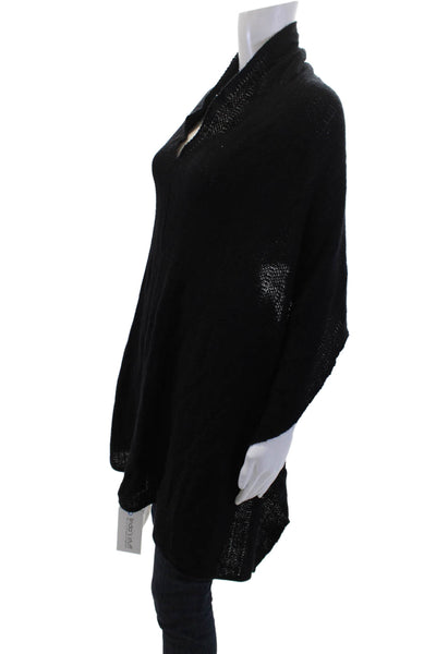 Portolano Womens Lambswool Knitted Sleeveless Asymmetrical Cape Black Size S