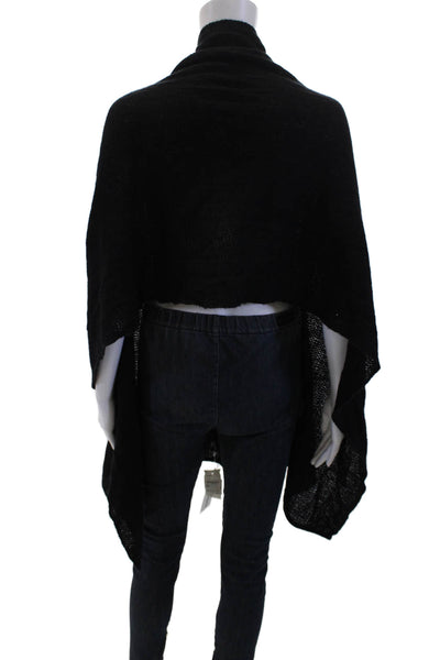 Portolano Womens Lambswool Knitted Sleeveless Asymmetrical Cape Black Size S