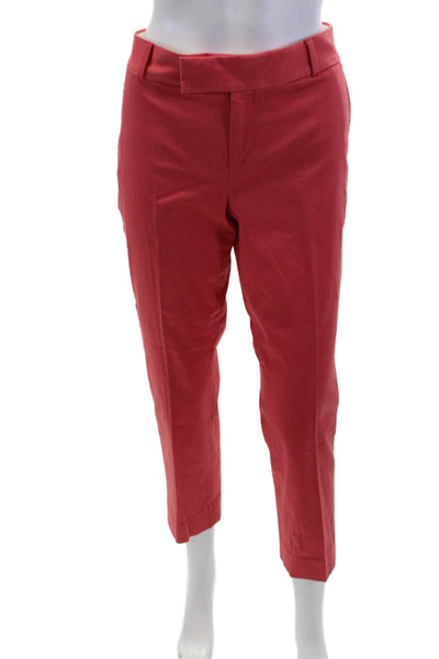 Banana Republic Womens Cotton Tapered Leg Flat Front Pants Pink Size 4