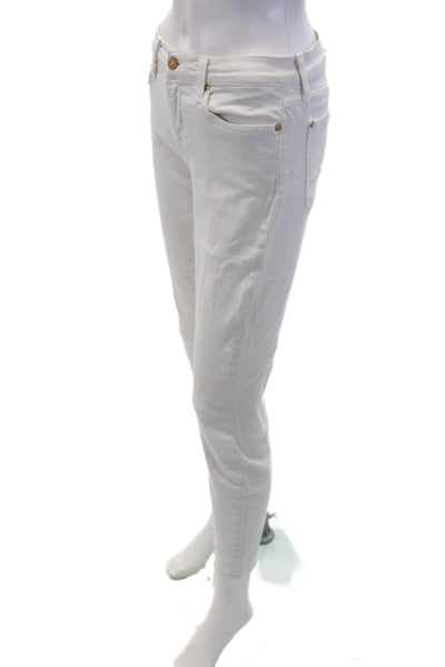 7 For All Mankind Womens Cotton Mid Rise Skinny Leg Jeans White Size 28