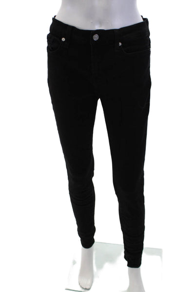 7 For All Mankind Womens Cotton Mid Rise Skinny Jeans Solid Black Size 29