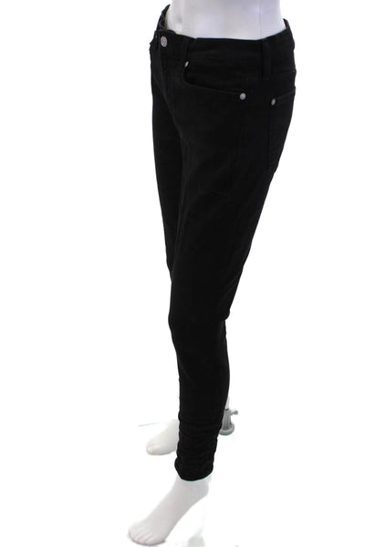 7 For All Mankind Womens Cotton Mid Rise Skinny Jeans Solid Black Size 29