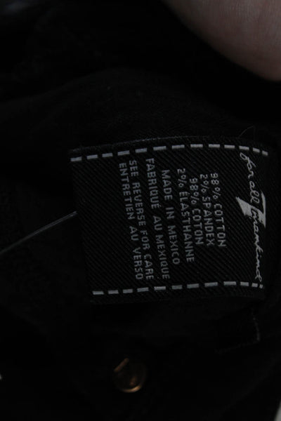 7 For All Mankind Womens Cotton Mid Rise Skinny Jeans Solid Black Size 29