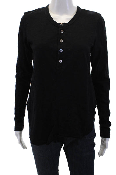 Wilt Womens Half Button Down Long Sleeves Shirt Black Size Extra Small