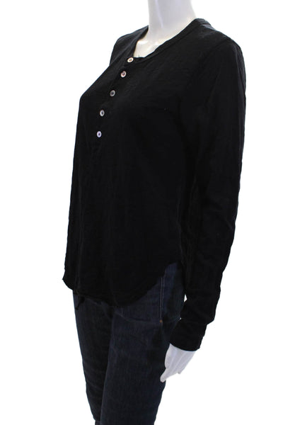 Wilt Womens Half Button Down Long Sleeves Shirt Black Size Extra Small