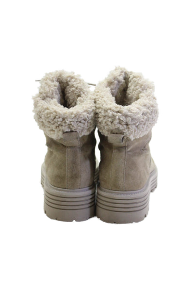 Kennel & Schmenger Womens Fuzzy Lined Lace Up Combat Boots Shoes Beige Size 12